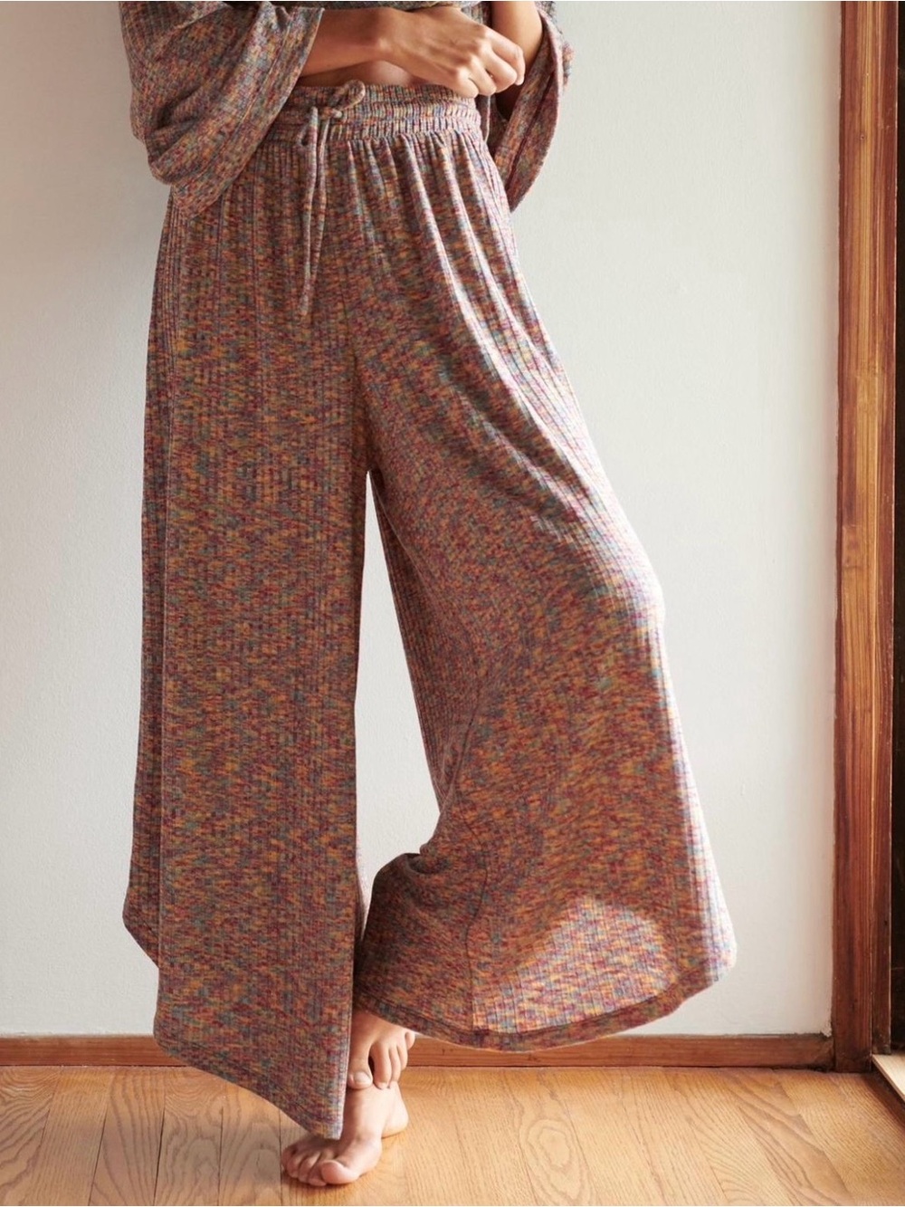 Anthropologie Daily practice Wide-Leg space due Knit Lounge Pants XS Multicolor